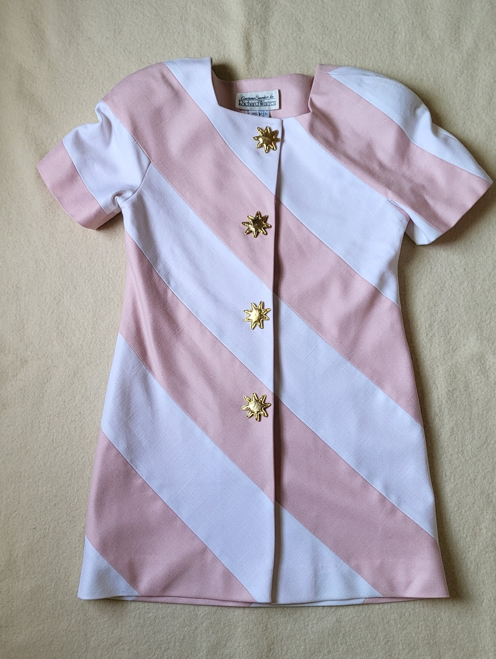 Vintage 80's Mini Dress Women's 8 Pink & White Stripe Preppy Beach